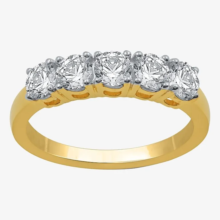 1 CT.T.W. Natural Diamond 10K Yellow Gold 5-Stone Wedding Band
