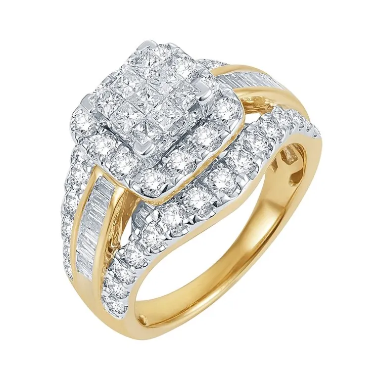 2 CT.T.W. Natural Diamond 14K Yellow Gold Multi-Top Ring