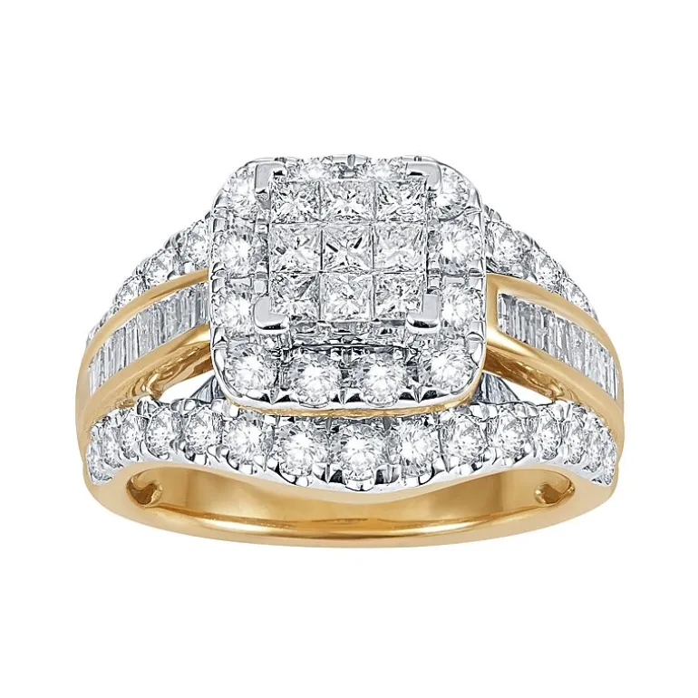 2 CT.T.W. Natural Diamond 14K Yellow Gold Multi-Top Ring