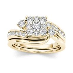 3/4 CT.T.W. Natural Diamond 10K Yellow Gold Bridal Ring Set