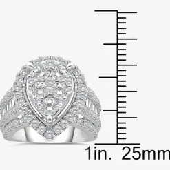 4 CT.T.W. Natural Diamond Pear Shape Side Stone Halo Engagement Ring in 10K or 14K White Gold