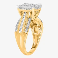 1 CT.T.W. Natural Diamond Princess-Cut Multi-Top Ring in White or Yellow 10K or 14K Gold