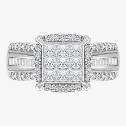 1 CT.T.W. Natural Diamond Princess-Cut Multi-Top Ring in White or Yellow 10K or 14K Gold