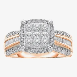 1 CT.T.W. Natural Diamond Princess-Cut Multi-Top Ring in White or Yellow 10K or 14K Gold