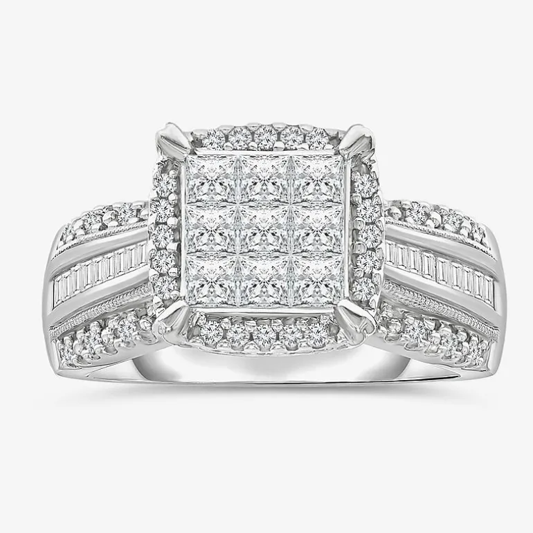 1 CT.T.W. Natural Diamond Princess-Cut Multi-Top Ring in White or Yellow 10K or 14K Gold