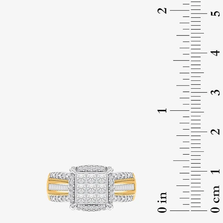 1 CT.T.W. Natural Diamond Princess-Cut Multi-Top Ring in White or Yellow 10K or 14K Gold