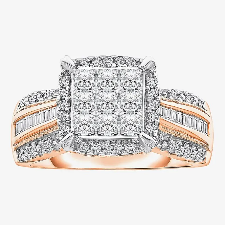 1 CT.T.W. Natural Diamond Princess-Cut Multi-Top Ring in White or Yellow 10K or 14K Gold
