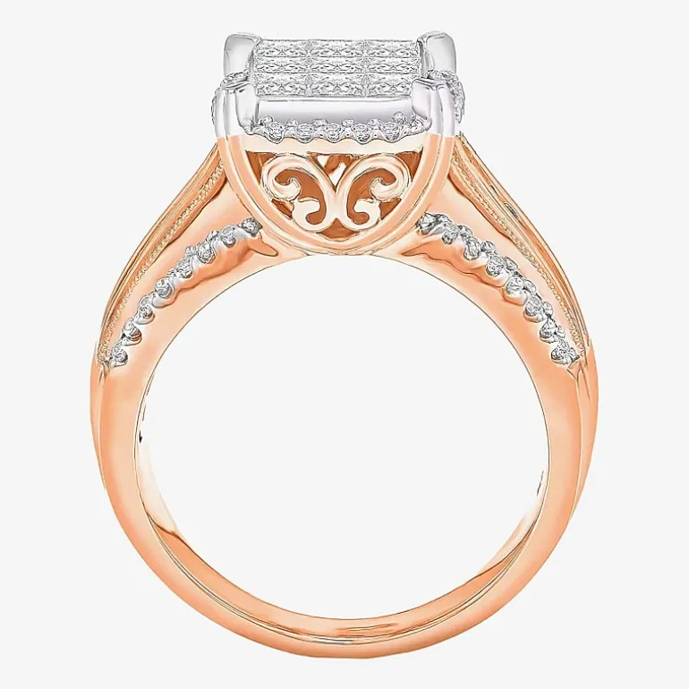 1 CT.T.W. Natural Diamond Princess-Cut Multi-Top Ring in White or Yellow 10K or 14K Gold