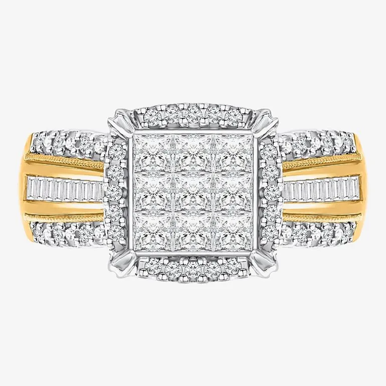 1 CT.T.W. Natural Diamond Princess-Cut Multi-Top Ring in White or Yellow 10K or 14K Gold