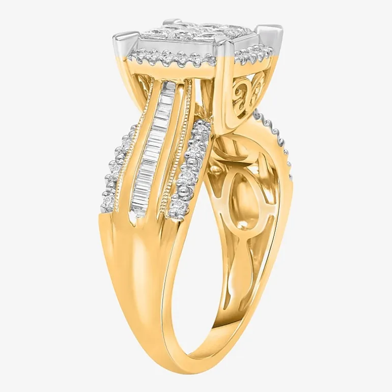 1 CT.T.W. Natural Diamond Princess-Cut Multi-Top Ring in White or Yellow 10K or 14K Gold
