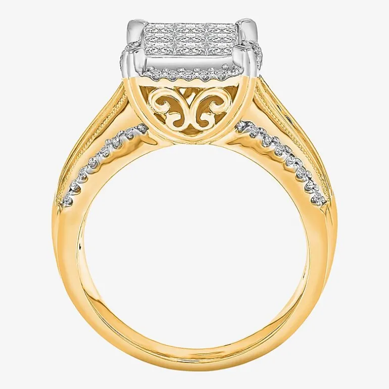 1 CT.T.W. Natural Diamond Princess-Cut Multi-Top Ring in White or Yellow 10K or 14K Gold