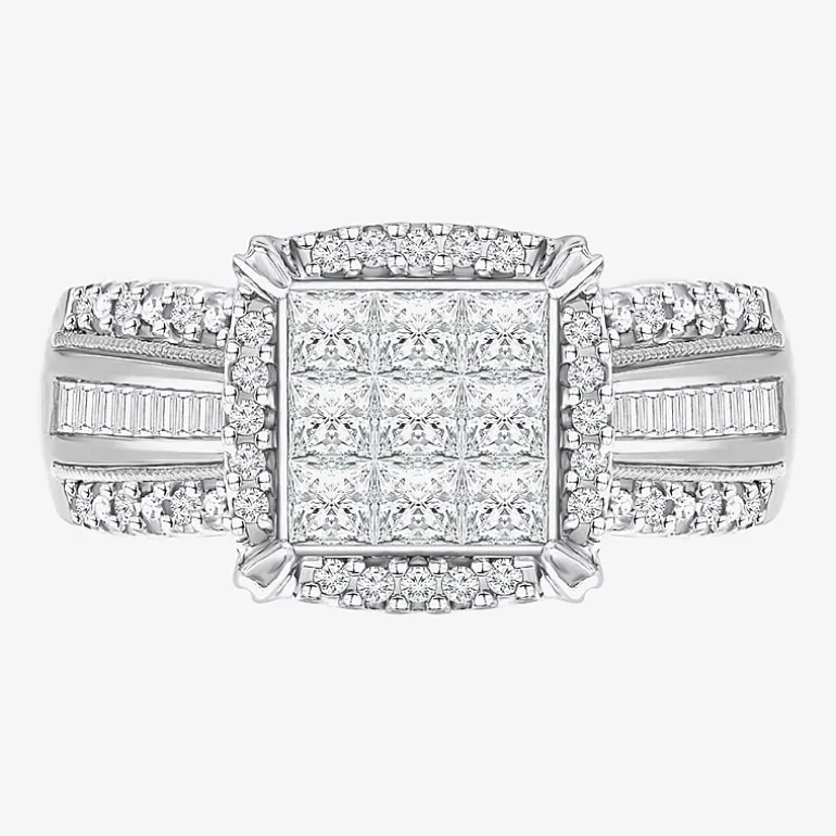 1 CT.T.W. Natural Diamond Princess-Cut Multi-Top Ring in White or Yellow 10K or 14K Gold