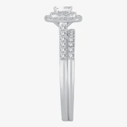 1/2 CT.T.W. Natural Diamond Side Stone Halo Bridal Set in 10K or 14K Gold