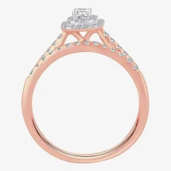 1/2 CT.T.W. Natural Diamond Side Stone Halo Bridal Set in 10K or 14K Gold