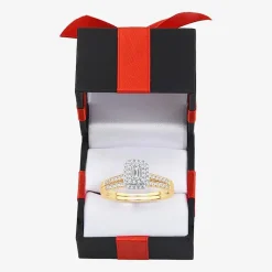 1/2 CT.T.W. Natural Diamond Side Stone Halo Bridal Set in 10K or 14K Gold
