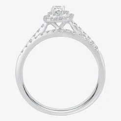 1/2 CT.T.W. Natural Diamond Side Stone Halo Bridal Set in 10K or 14K Gold