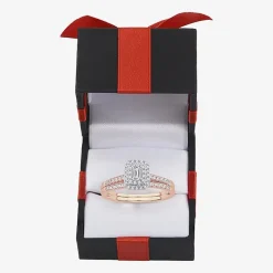1/2 CT.T.W. Natural Diamond Side Stone Halo Bridal Set in 10K or 14K Gold