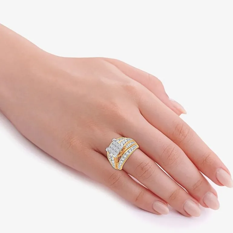 3 CT.T.W. Natural Diamond Side Stone Engagement Ring in 10K or 14K Gold
