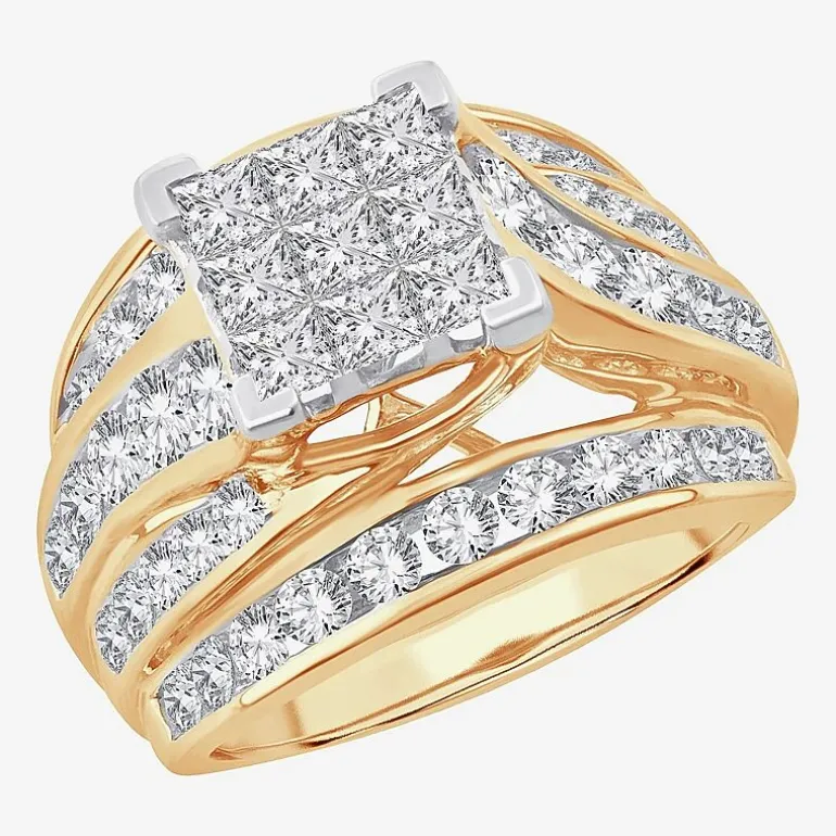 3 CT.T.W. Natural Diamond Side Stone Engagement Ring in 10K or 14K Gold