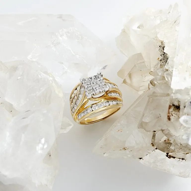3 CT.T.W. Natural Diamond Side Stone Engagement Ring in 10K or 14K Gold