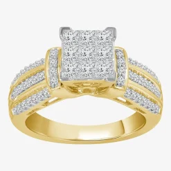 1 CT.T.W. Natural Diamond Side Stone Engagement Ring in 10K or 14K Gold