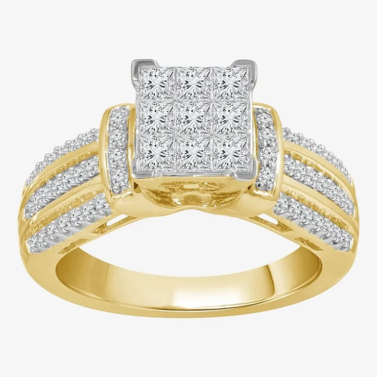 1 CT.T.W. Natural Diamond Side Stone Engagement Ring in 10K or 14K Gold