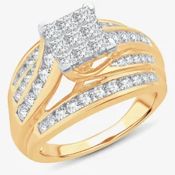 1 1/2 CT.T.W. Natural Diamond Side Stone Engagement Ring in 10K or 14K Gold