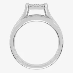 2 CT.T.W. Natural Princess & Round Diamond 10K or 14K White Gold Bridal Ring Set
