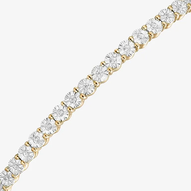 1/10 CT. T.W. Natural White Diamond Bolo Bracelet in Sterling Silver or 14K Gold Over Silver