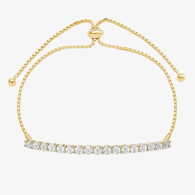 1/10 CT. T.W. Natural White Diamond Bolo Bracelet in Sterling Silver or 14K Gold Over Silver