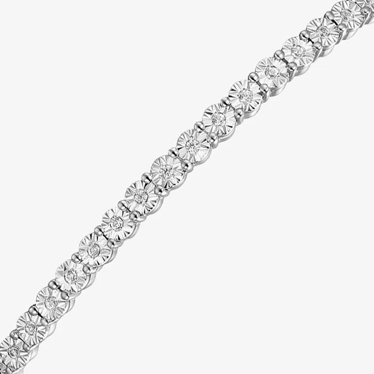 1/10 CT. T.W. Natural White Diamond Bolo Bracelet in Sterling Silver or 14K Gold Over Silver