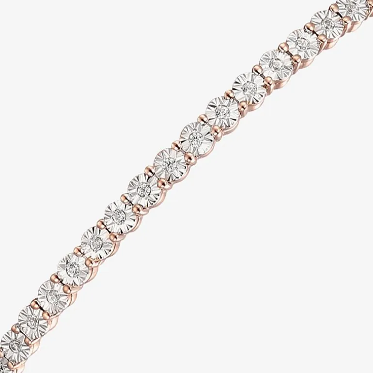 1/10 CT. T.W. Natural White Diamond Bolo Bracelet in Sterling Silver or 14K Gold Over Silver