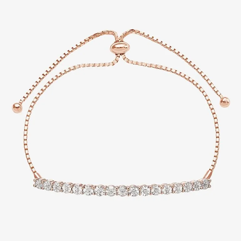 1/10 CT. T.W. Natural White Diamond Bolo Bracelet in Sterling Silver or 14K Gold Over Silver