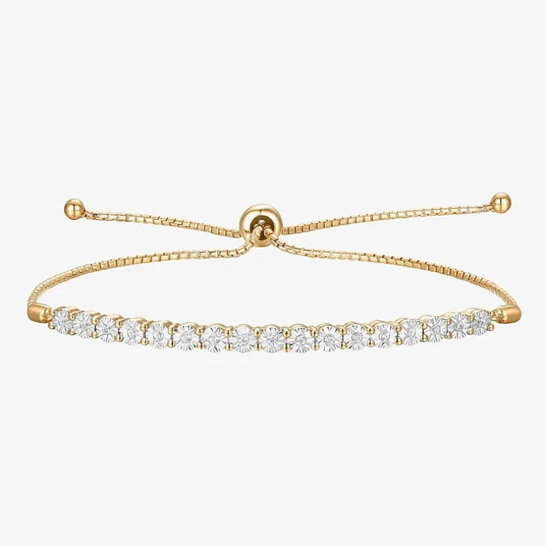 1/10 CT. T.W. Natural White Diamond Bolo Bracelet in Sterling Silver or 14K Gold Over Silver