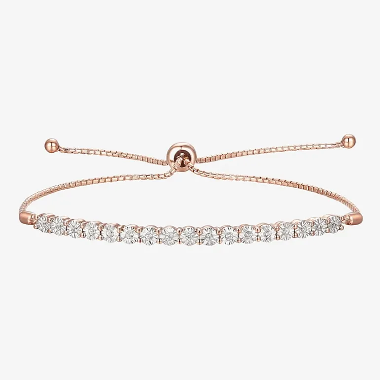 1/10 CT. T.W. Natural White Diamond Bolo Bracelet in Sterling Silver or 14K Gold Over Silver