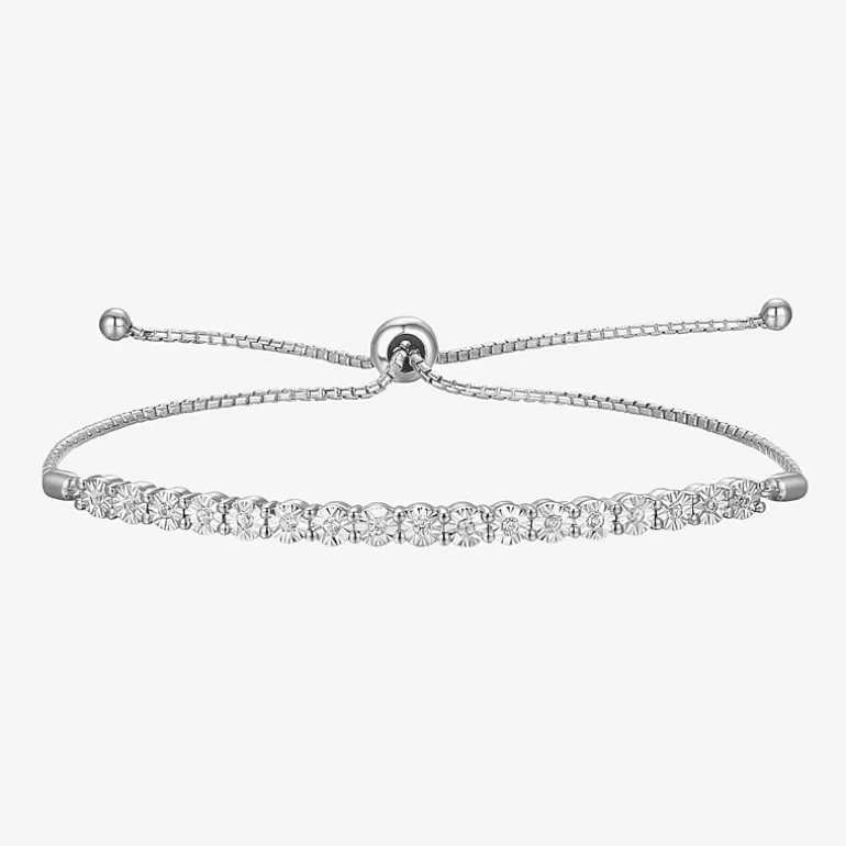 1/10 CT. T.W. Natural White Diamond Bolo Bracelet in Sterling Silver or 14K Gold Over Silver