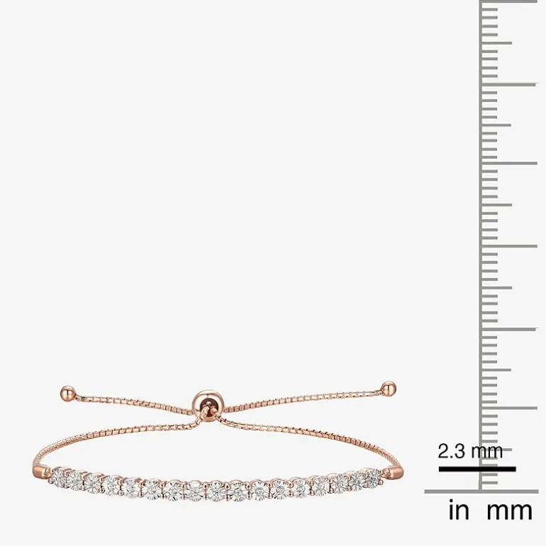1/10 CT. T.W. Natural White Diamond Bolo Bracelet in Sterling Silver or 14K Gold Over Silver