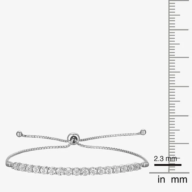 1/10 CT. T.W. Natural White Diamond Bolo Bracelet in Sterling Silver or 14K Gold Over Silver