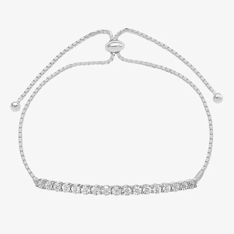 1/10 CT. T.W. Natural White Diamond Bolo Bracelet in Sterling Silver or 14K Gold Over Silver