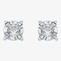 1/6 CT. T.W. Natural White Diamond 14K Gold Over Silver 5.6mm Round Stud Earrings