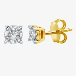 1/6 CT. T.W. Natural White Diamond 14K Gold Over Silver 5.6mm Round Stud Earrings