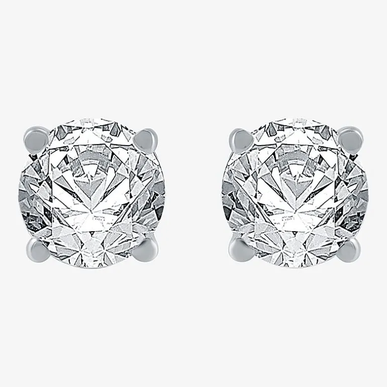 7/8 CT. T.W. Natural White Diamond 10K Gold Round Stud Earrings