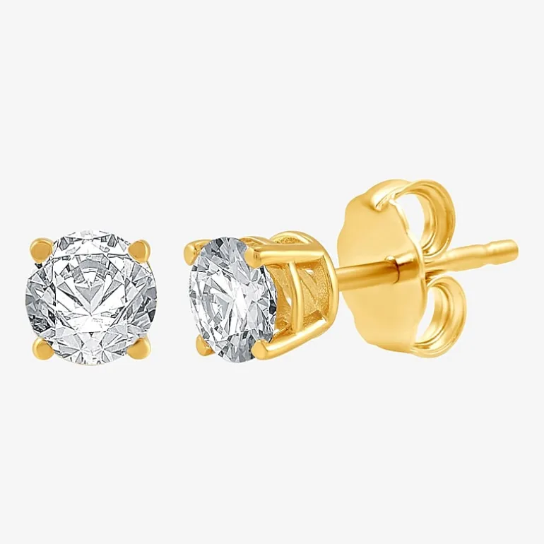 7/8 CT. T.W. Natural White Diamond 10K Gold Round Stud Earrings