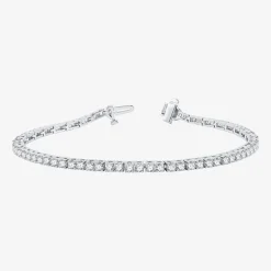 3 CT. T.W. Natural White Diamond 10K or 14K White or Yellow Gold 7.25 Inch Tennis Bracelet