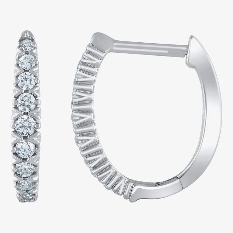 1/4 CT. T.W. Natural White Diamond 10K White Gold 11.8mm Hoop Earrings