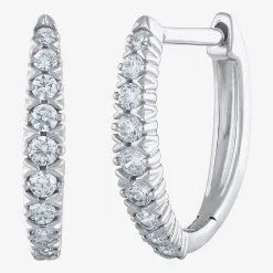 1/4 CT. T.W. Natural White Diamond 10K White Gold 11.8mm Hoop Earrings