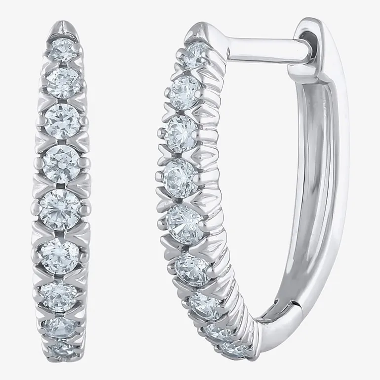 1/4 CT. T.W. Natural White Diamond 10K White Gold 11.8mm Hoop Earrings
