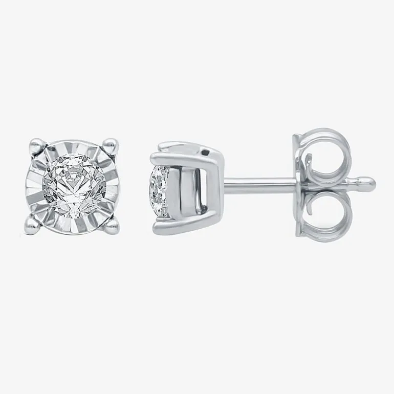 1/6 CT. T.W. Natural White Diamond 5.6mm Sterling Silver Stud Earrings