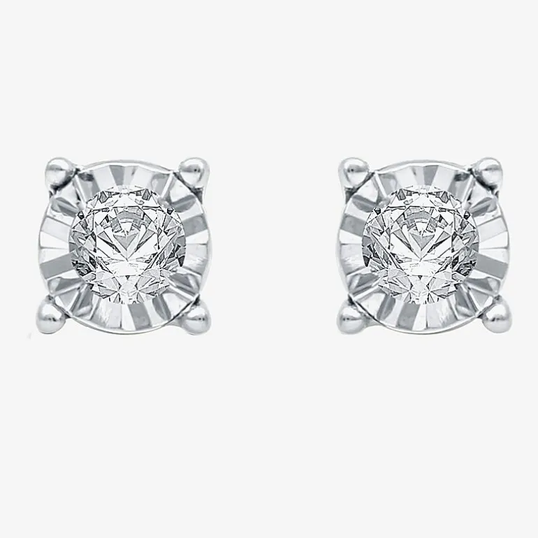1/6 CT. T.W. Natural White Diamond 5.6mm Sterling Silver Stud Earrings