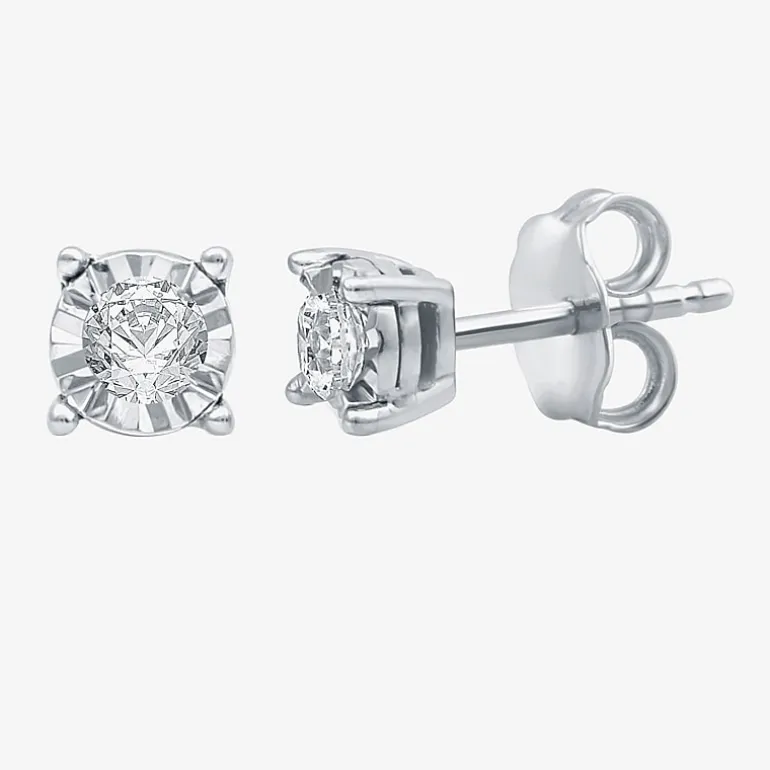 1/6 CT. T.W. Natural White Diamond 5.6mm Sterling Silver Stud Earrings
